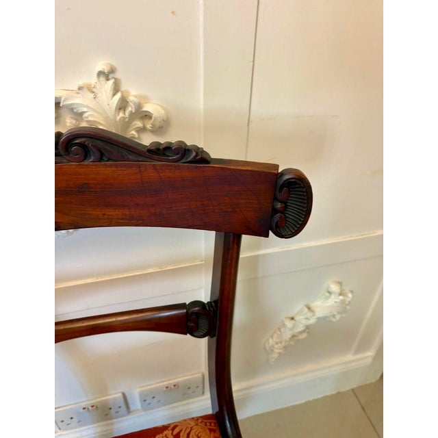 Wood Antique Regency Carved Rosewood Dining Chairs, 1830, Set of 6 For Sale - Image 7 of 14