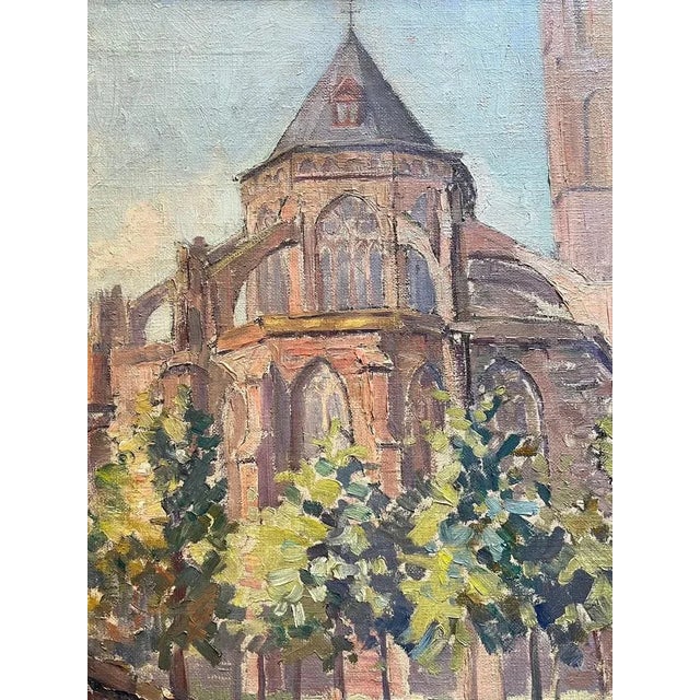 Rustic Roger Paul Froidevaux, Back View of Notre-Dame, 1936, Canvas Painting For Sale - Image 3 of 13