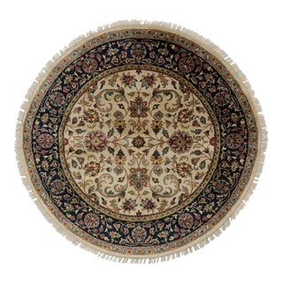 Round Persian Sarouk Farahan Area Rug 5x5 For Sale