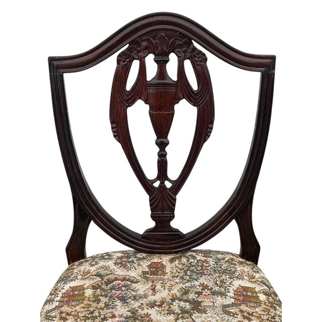 Brown Vtg. Mahogany Hepplewhite Style Shield Back Dining Chairs -Set of 6 For Sale - Image 8 of 16