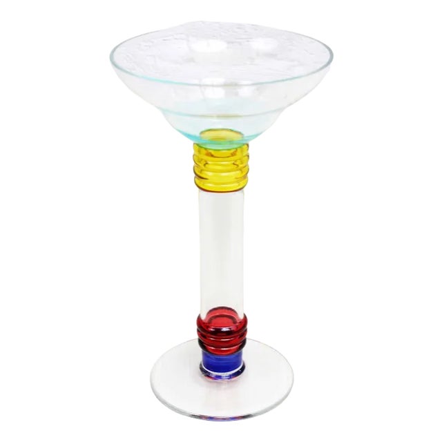 Vintage Glass Candleholder, 1990s For Sale