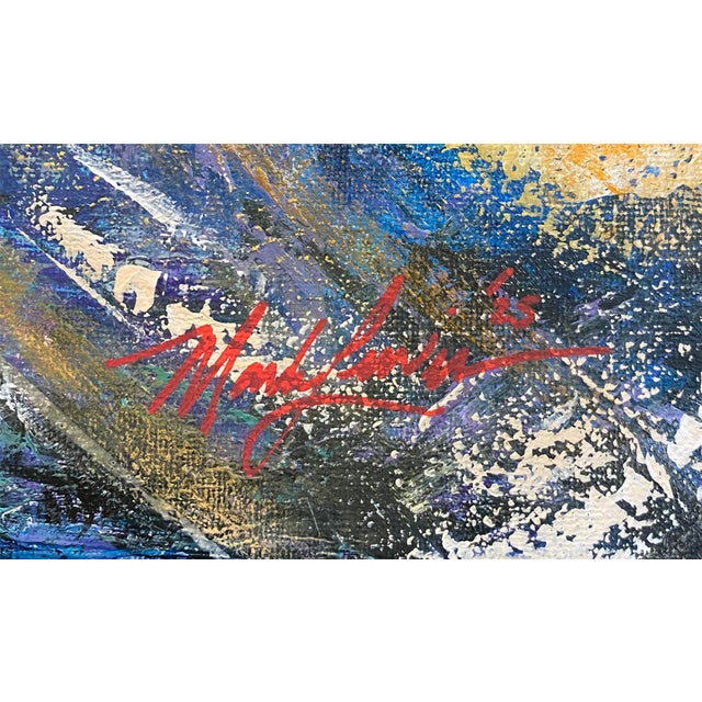 Contemporary 2025 "002-25" Abstract Expressionist Gold & Indigo Painting by Mark Lewis For Sale - Image 3 of 5