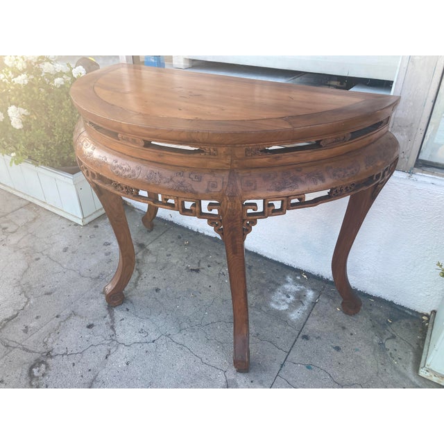 Asian Qing Dynasty Demi Lune Console-2 For Sale - Image 3 of 10