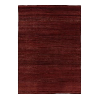 Rug & Kilim’s Modern Textural Rug, Rich Ruby Red Tone-on-Tone Striae For Sale