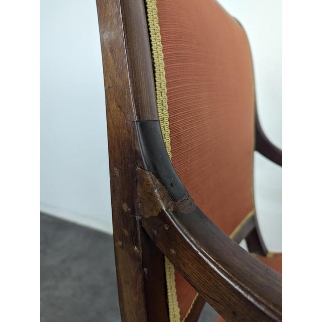 Restoration Mahogany Armchair with Curved Armrests and Orange Fabric For Sale - Image 5 of 10