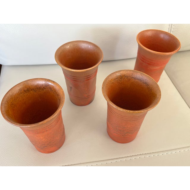 Vintage Set of 4 Ceramic Tumblers For Sale - Image 10 of 12