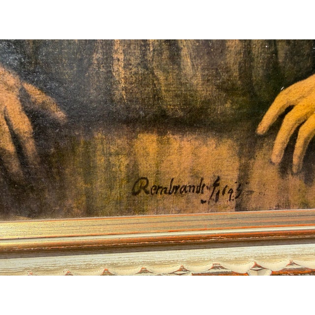 Renaissance 1960s Vintage Framed Reproduction of Rembrandt’s “Young Woman at an Open Half-Door” For Sale - Image 3 of 4