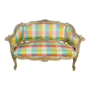 Palm Beach Style Vintage Settee Reupholstered in Silk