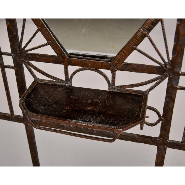 French Art Deco Edgar Brandt Style Fer Forge Iron Hall Tree For Sale - Image 4 of 12