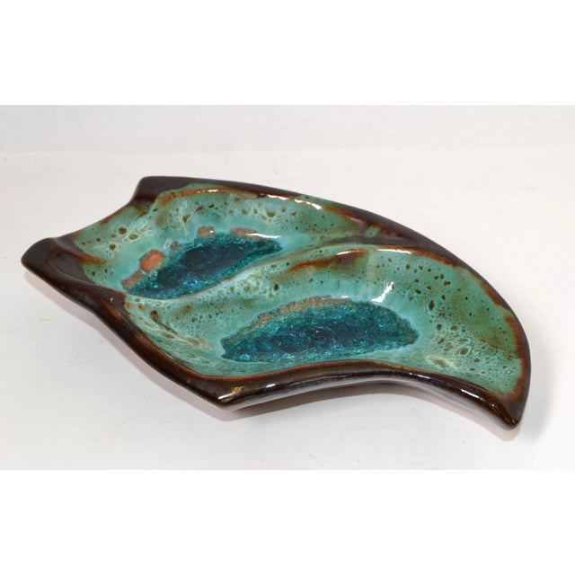 Pottery Ceramic Decorative Bowl Brown and Turquoise Vide Poche Blue Mineral 1960 For Sale - Image 13 of 13