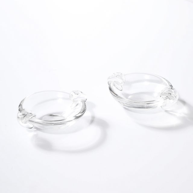 Pair of Mid-Century Modernist Crystal Dishes Signed Steuben For Sale - Image 9 of 18