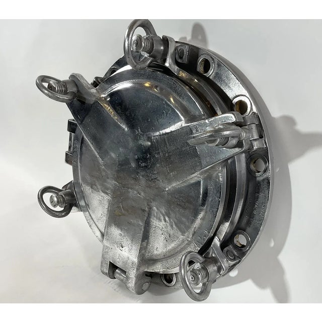Original Aluminum Ships Porthole with Solid Door For Sale - Image 9 of 9