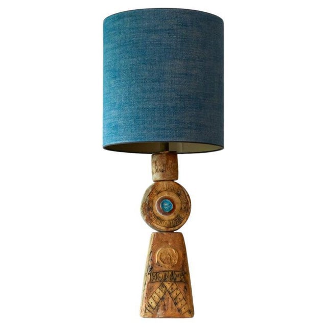 Ceramic Table Lamp attributed to B. Rooke with Lampshade attributed to R. Houben, 1970s For Sale - Image 11 of 11