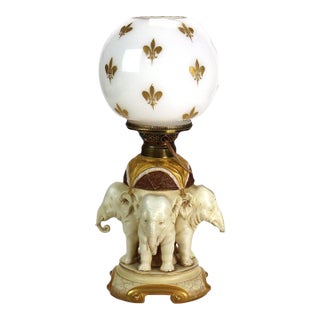 Antique Ernst Wahliss Austrian Amphora Figural Elephant Porcelain Lamp C1920 For Sale