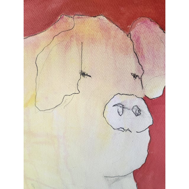 Early 21st Century Fabulous Superior Pig by Roberta Dyer Fine Art Water Media Painting For Sale - Image 5 of 13