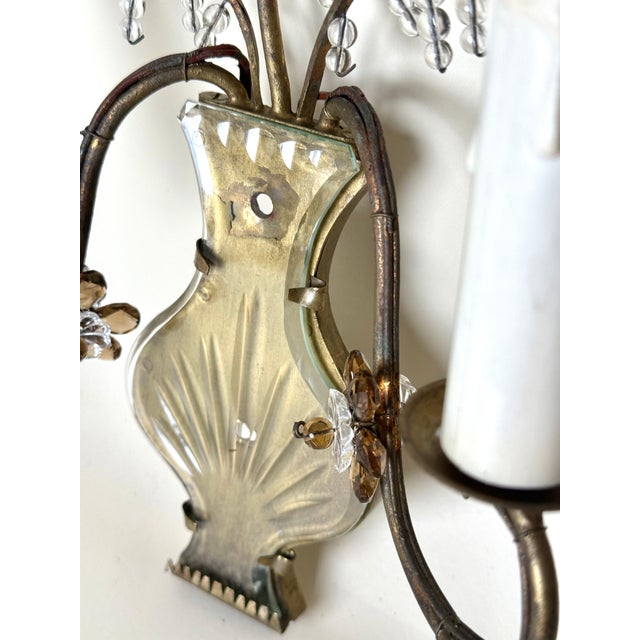Italian Wall Sconces with Amethyst and Smoky Glass Blossoms, 1950s, Set of 2 For Sale - Image 15 of 18