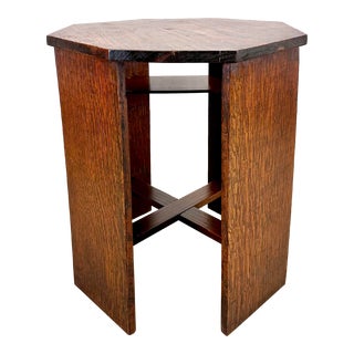 Antique Arts & Crafts Mission Oak Stickley Style Octagonal Side / Drinks Table For Sale