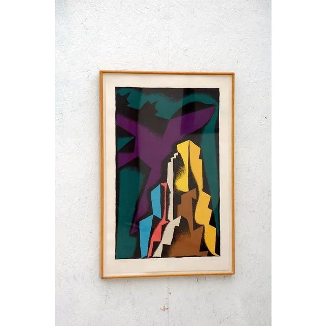 Colorful geometric print, framed. Limited edition 4/100. Signed.