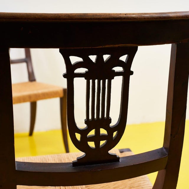 Antique Empire Wooden Chairs with Straw Seats, Set of 6 For Sale - Image 6 of 14