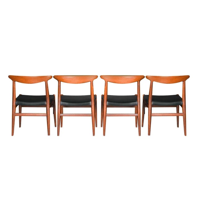 1960s Mid Century Danish Hans Wegner W2 Teak Chairs - Set of 4 For Sale - Image 5 of 12