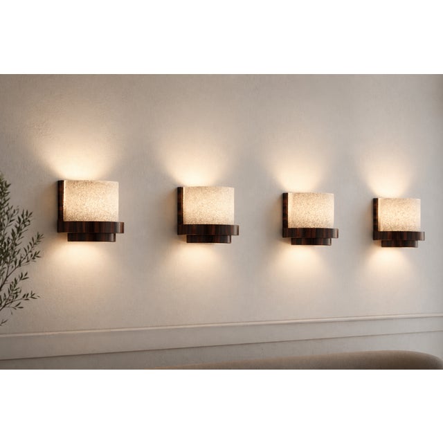 Brown Art Deco Wall Lamps, Poland, 1950s, Set of 4 For Sale - Image 8 of 8