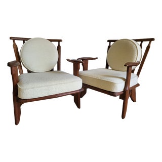Vintage Catherine Petit Repos Lounge Chairs by Guillerme & Chambron for Votre Maison, 1950s, Set of 2 For Sale