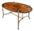 Late 20th Century Patch Burl Wood Top + Brass Base Oval Coffee Table For Sale