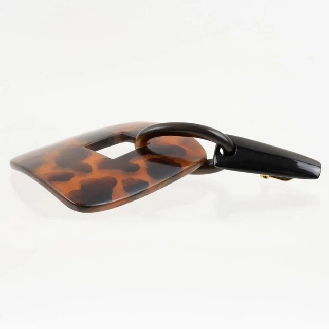 Plastic Monies Tortoise Resin Carved Clip Earrings For Sale - Image 7 of 7