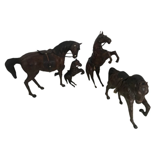 Leather Horse Figurines, 1950s, Set of 4 For Sale