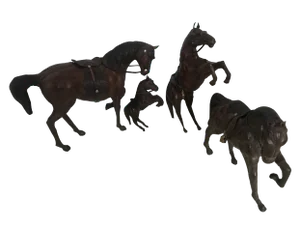 Leather Horse Figurines, 1950s, Set of 4