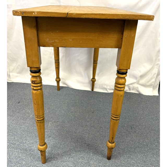 Primitive Farmhouse Handmade and Painted Pine Table With Drawer For Sale - Image 14 of 18