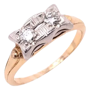 14 Karat Two-Tone Fashion Diamond Ring Engagement, Size 6