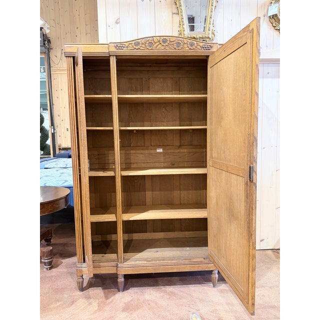 Late 20th Century Vintage Carved Wood Armoire With Mirrored Door For Sale - Image 5 of 10