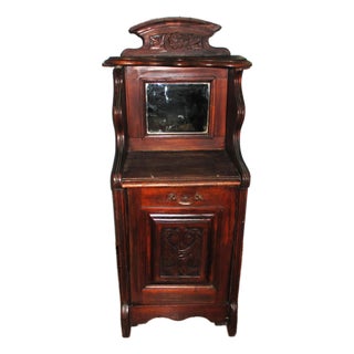 Antique Rare! French Country Carved Dark Wood Potato Bin Cabinet For Sale