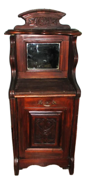 Antique Rare! French Country Carved Dark Wood Potato Bin Cabinet