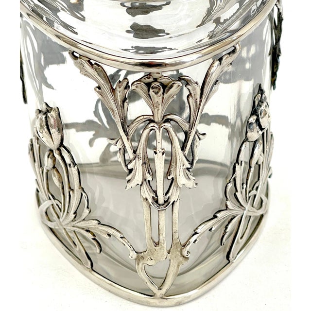 Exquisite Art Nouveau Sterling Mounted Crystal Triangular Box For Sale - Image 11 of 12