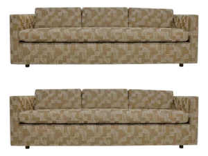 Pair of Tuxedo Sofas Attributed to Harvey Probber in Lee Jofa Upholstery