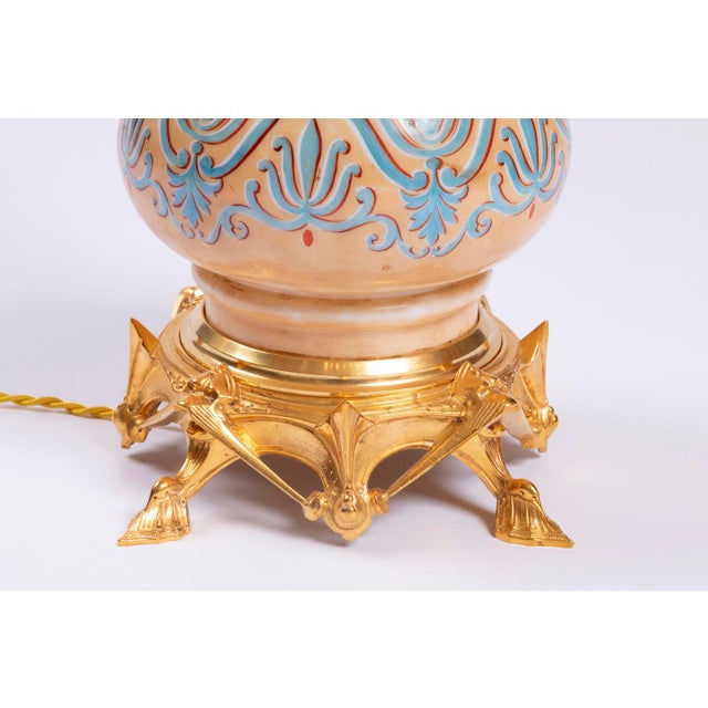 Gothic Style Gilt Bronze & Opaline Table Lamps, 1890s, Set of 2 For Sale - Image 3 of 10