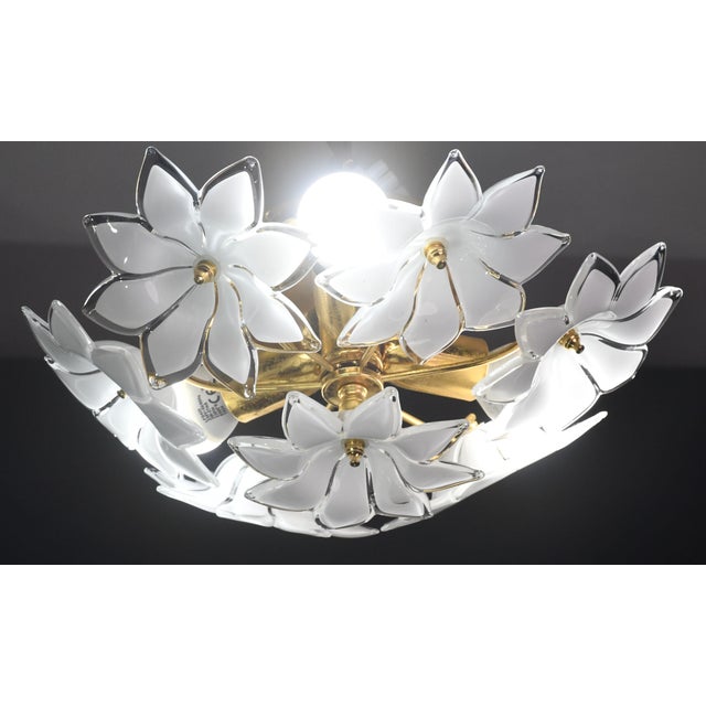 Vintage Ceiling Light Murano White Flowers, 1970s - Set of 2 For Sale - Image 9 of 11