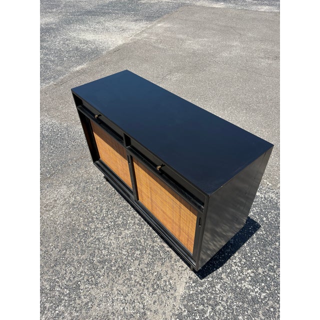 Black Mid Century Cane Front Sideboard, in the Style of Paul McCobb For Sale - Image 8 of 9