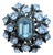 Vintage Signed Marie Ferra Rhodium Plated Faux-Aquamarine & Sapphire Brooch For Sale