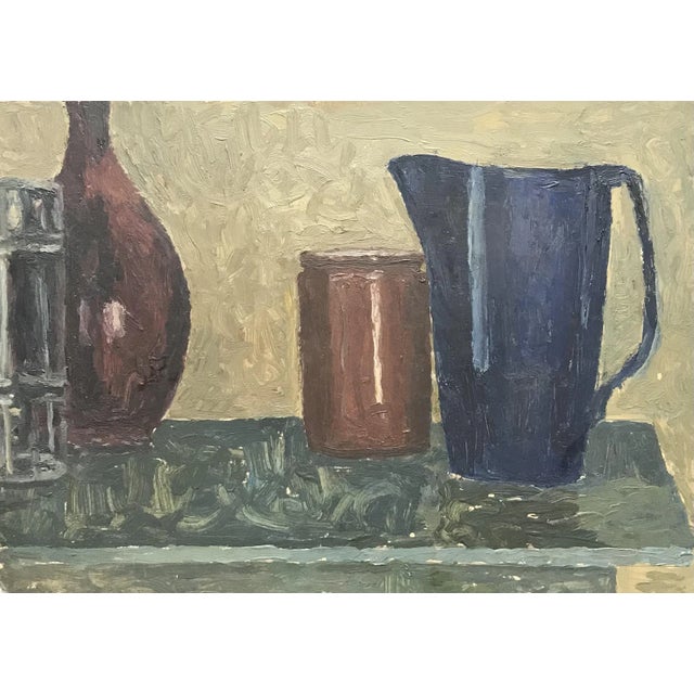 Isaac Charles Goetz, Carafe, pot et brau, 1937, Oil on Cardboard For Sale - Image 6 of 6