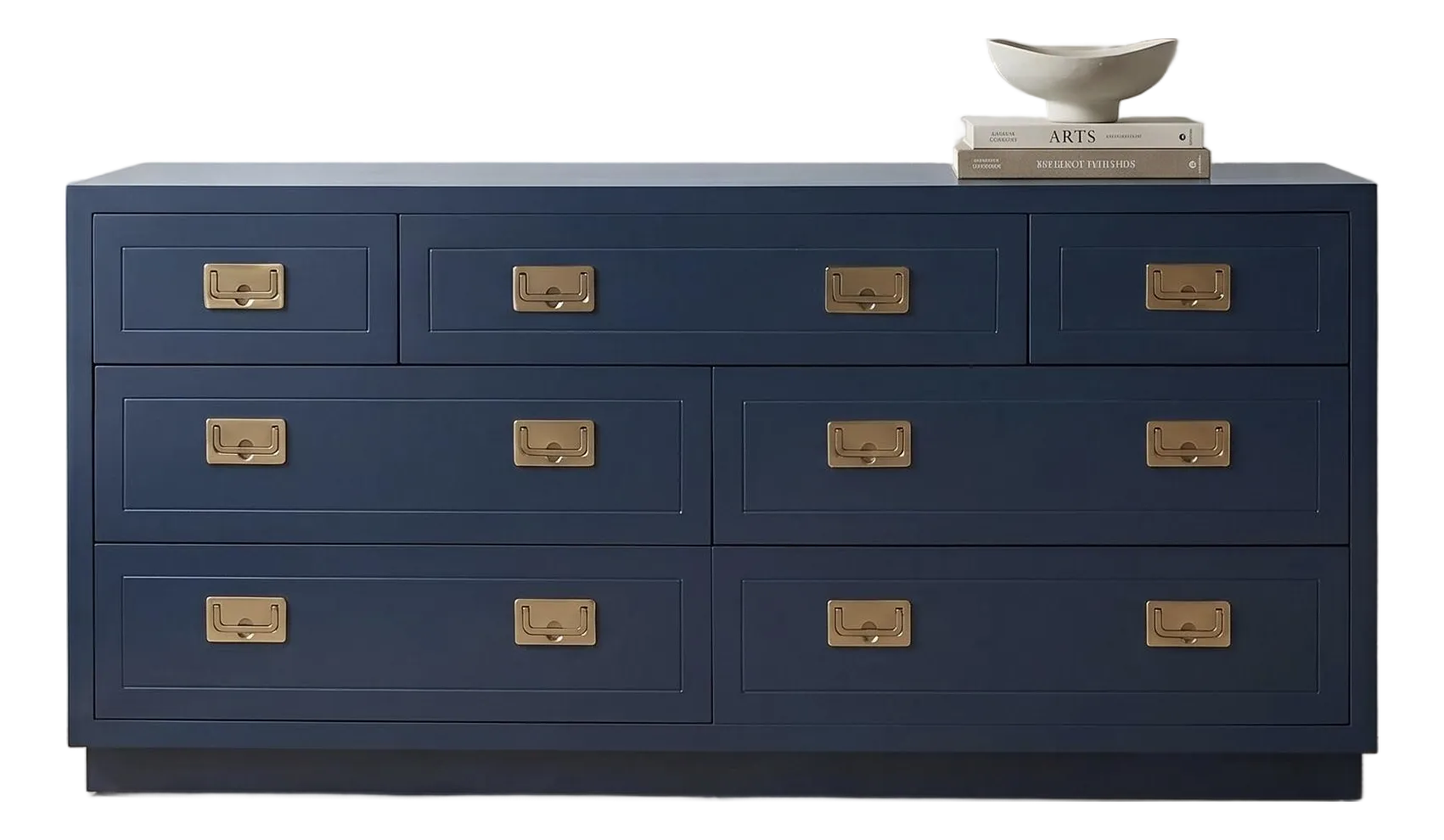 navy blue campaign dresser Crate&Barrel Campaign Navy Blue Wood Wide 7-Drawer Dresser - furniture - by  owner - sale