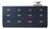 Vintage Henredon Campaign Dresser Credenza in Navy With Brass Hardware For Sale