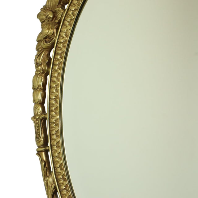 Gold Louis XV Baroque French Brass Crested Mirror in Gold, 1950s For Sale - Image 8 of 17