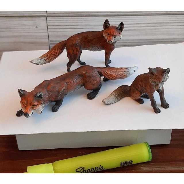 Vintage Austrian Bronze Fox Family Figurines For Sale - Image 11 of 11