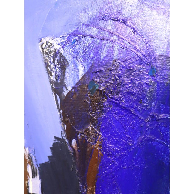 Mid-Century Modern 'Blue Division' Vintage Original Abstract Oil Painting by Swedish Painter Hans Osswald (1919-1983), Framed For Sale - Image 12 of 14