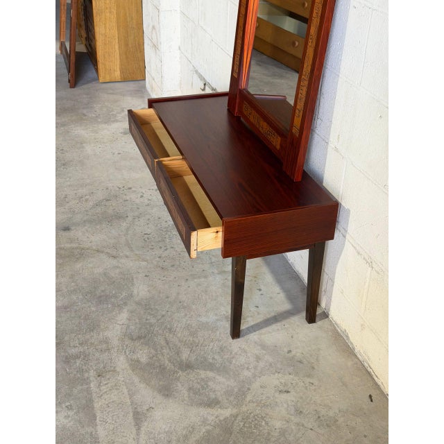 Vintage Danish Modern Rosewood Entryway Set With Mirror in Style of Pedersen & Hansen For Sale In Los Angeles - Image 6 of 10