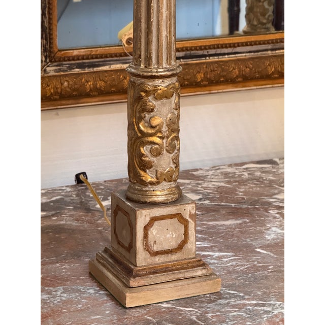 Wood 19th Century Italian Altar Stick Lamps - a Pair For Sale - Image 7 of 10