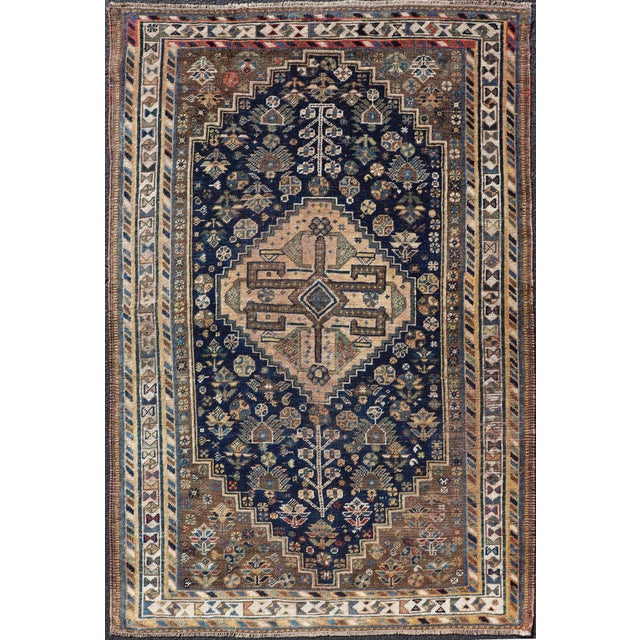 Early 20th Century Antique Persian Shiraz Rug With Rich Tribal Motifs and Medallion For Sale - Image 5 of 12